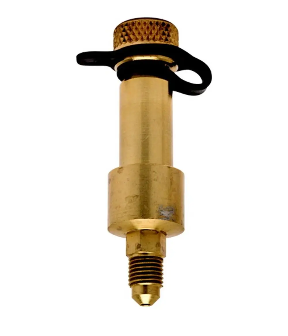 Selbstdichtender Messnippel aus Messing mit Gewinde und Schlüsselring, hergestellt von IMI Hydronic Engineering, zur Verwendung in Verbindungsanwendungen.